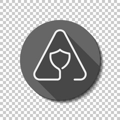 Poster - Shield in warning triangle. Problem with protect. Linear icon wi