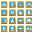© ylivdesign - Train railroad icons set sapphirine square vector