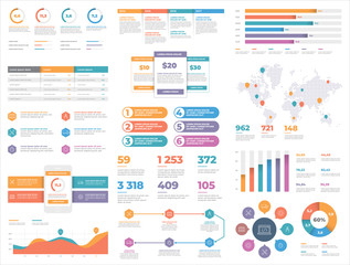 Fototapete - Presentation Template design. Business data graphs. Vector financial and marketing charts.