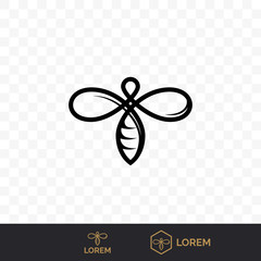Poster - Bee vector line icon for honey beekeeping