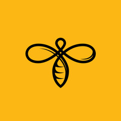 Poster - Bee vector line yellow icon for honey beekeeping