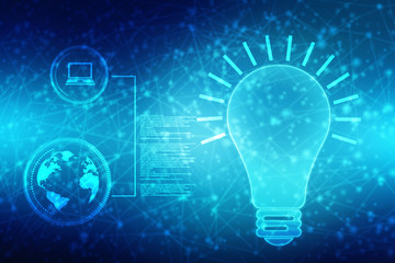 Poster - 2d rendering led white lightbulb
