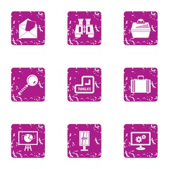 Poster - Business resource icons set, grunge style