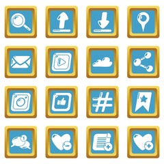Poster - Social network icons set sapphirine square vector