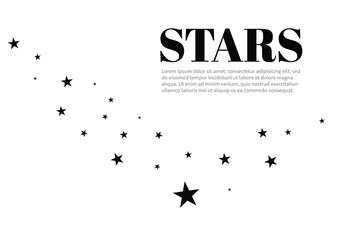Wall Mural - stars on a white background. black star shooting with an elegant star.meteoroid, comet, asteroid, st