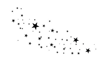 stars on a white background. black star shooting with an elegant star.meteoroid, comet, asteroid, st