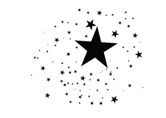 Wall Mural - stars on a white background. black star shooting with an elegant star.meteoroid, comet, asteroid, st