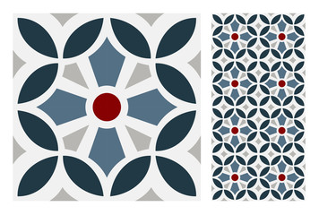 Wall Mural - vintage tiles patterns antique seamless design in Vector illustration