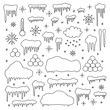 © Minur - Set of doodle snow winter decorations.