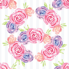 Hand-painted watercolor floral rose Pattern