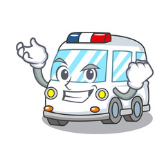 Wall Mural - Successful ambulance character cartoon style