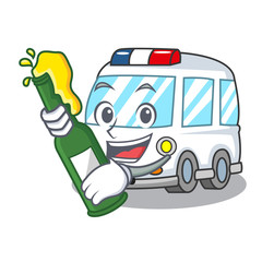 Poster - With beer ambulance mascot cartoon style