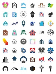 Sticker - home logo. roof icon. building symbol. vector eps 08.