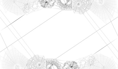 Wall Mural - frame from black spider webs group on white