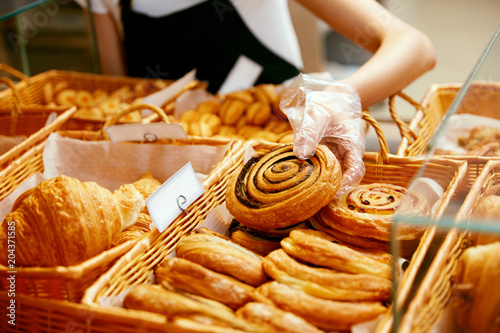 Fotografía Bakery Food. Fresh Pastries In Pastry Shop