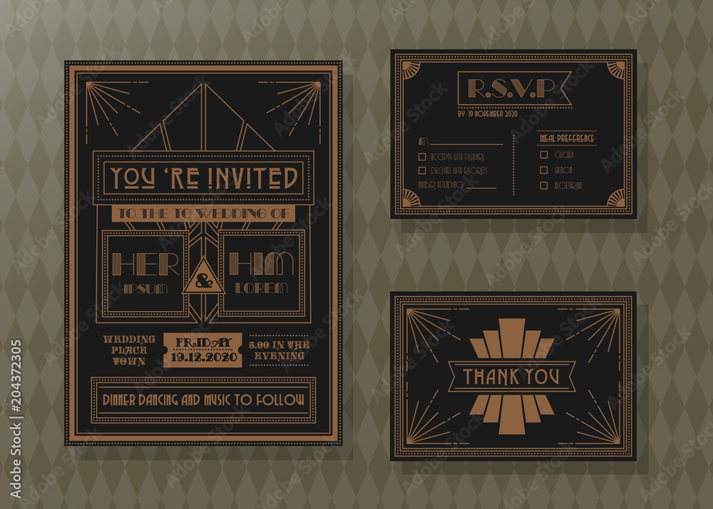 Wedding invitation card vector template set. Stock Vector | Adobe Stock