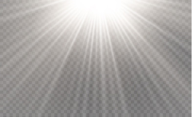 Wall Mural - light flare special effect with rays of light and magic sparkles.