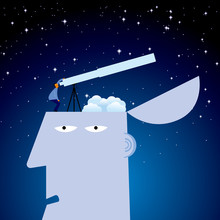 Astronomers Observing Celestial Images,on The Head.