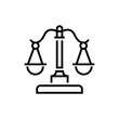 Justice scales - line design single isolated icon
