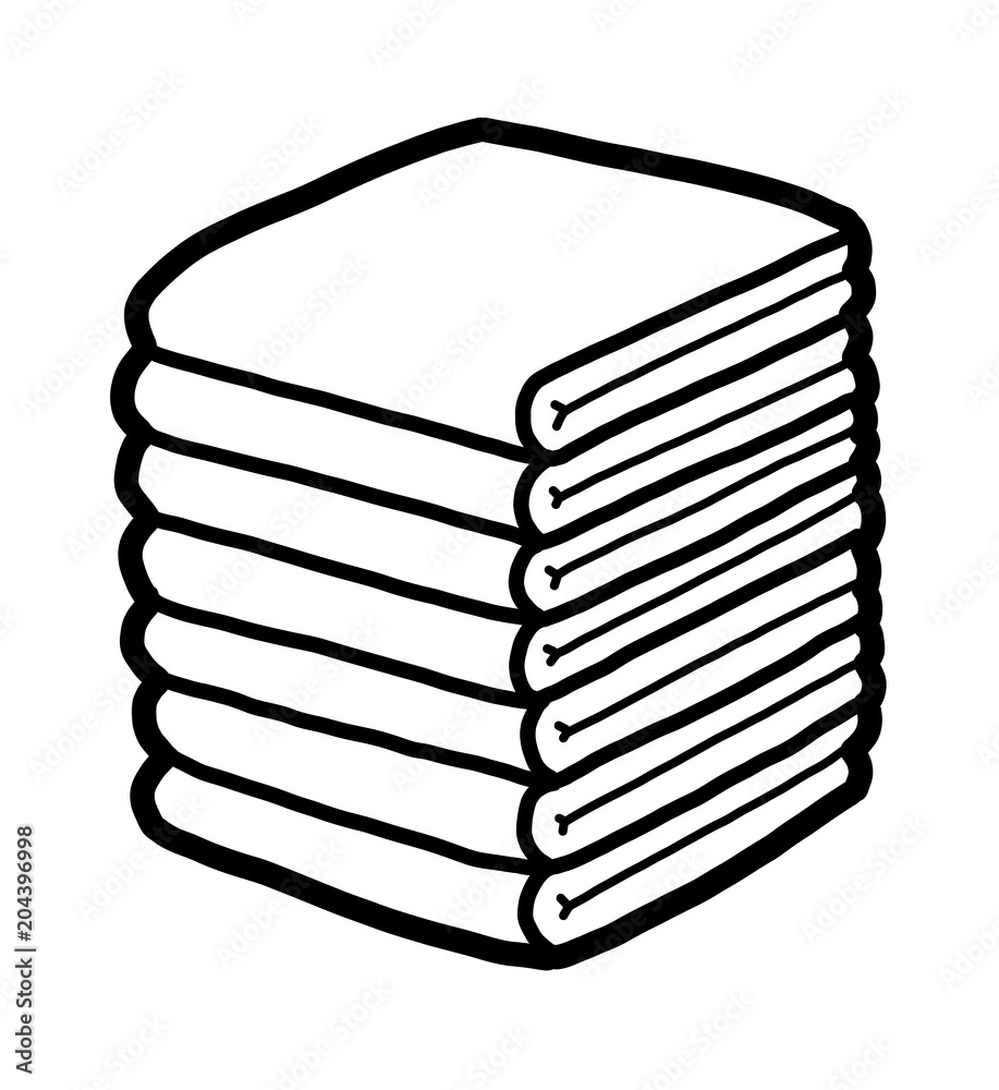 towel stack / cartoon vector and illustration, black and white, hand drawn,  sketch style, isolated on white background. Stock Vector | Adobe Stock, image size:917x1000