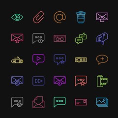 Poster - Modern Simple Colorful Set of chat and messenger, video, photos, email Vector outline Icons. Contains such Icons as  communication,  media and more on dark background. Fully Editable. Pixel Perfect