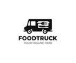 Food truck logo template. Street food wagon vector design. Retro food truck logotype