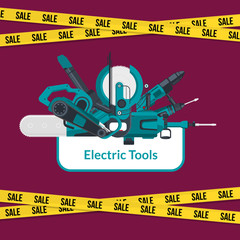 Wall Mural - Vector electric construction tools sale background