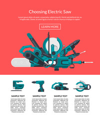 Poster - Vector illustration with electric construction tools