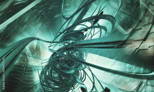 Fotografía 3D rendering of abstract technology background