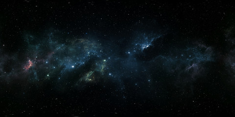 Wall Mural - 360 degree space nebula panorama, equirectangular projection, environment map. hdri spherical panora