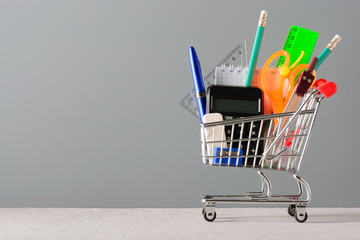 Wall Mural - Shopping cart with stationery