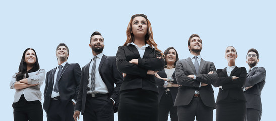 Wall Mural - happy successful business team isolated on white background