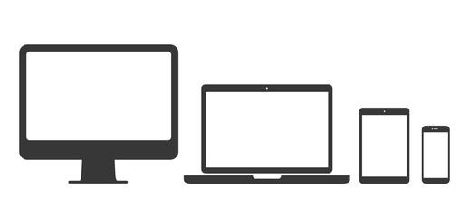 Wall Mural - Set of device icon. Computer, laptop, tablet pc and phone set. Vector