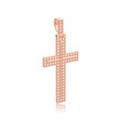 3D illustration isolated rose gold decorative diamond cross pendant with reflection