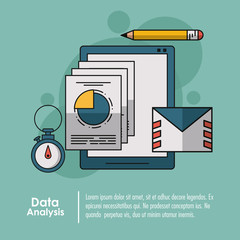 Sticker - Data analysis infographic concept with elements vector illustration graphic design