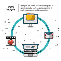 Sticker - Data analysis infographic concept with elements vector illustration graphic design