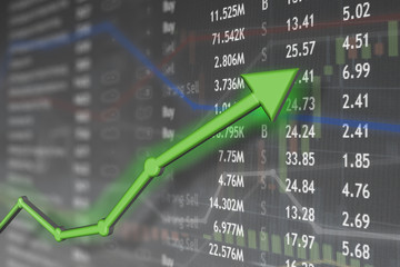 Investing and stock market concept gain and profits with faded candlestick charts.