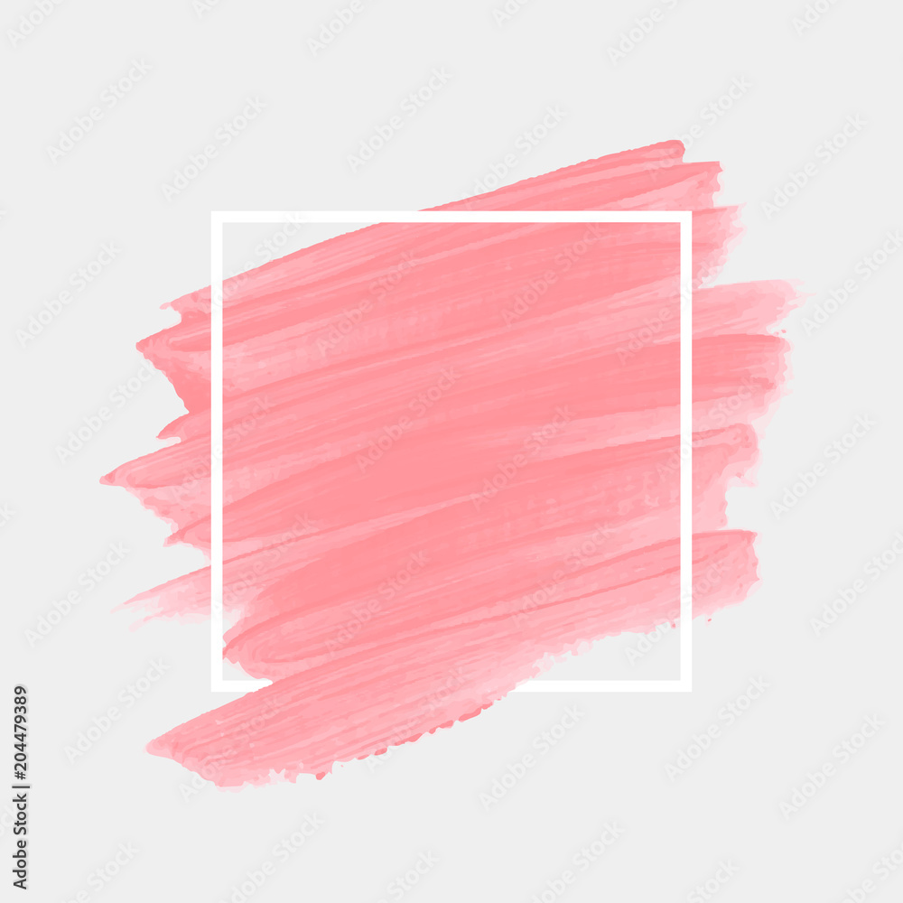 Logo brush paint texture design acrylic stroke poster over square frame ...