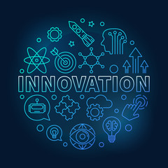 Poster - Innovation vector round blue linear illustration