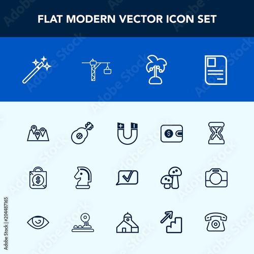 Modern Simple Vector Icon Set With Price Wizard Sale Purse Sand Travel Personal Bag Money Horse Field Time Palm Id Magnetic Science Hour Musical Magician Pole Timer Chat Icons Stock Vector