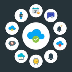 Poster - cloud and networking, chat and messenger, time Infographic Circle flat Icons Set. Contains such Icons as  white,  sign,  internet,  minute,  circle, outdoors and more. Fully Editable. Pixel Perfect
