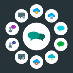 Poster - cloud and networking, chat and messenger, time Infographic Circle flat Icons Set. Contains such Icons as  frequently, mobile,  network,  bubble,  social,  text and more. Fully Editable. Pixel Perfect