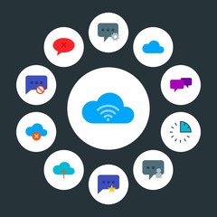 Poster - cloud and networking, chat and messenger, time Infographic Circle flat Icons Set. Contains such Icons as  web,  technology,  messaging,  15, cloud,  sky,  sec and more. Fully Editable. Pixel Perfect