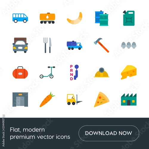 Fotografie, Obraz Modern Simple Set of transports, food, industry, hotel Vector flat Icons