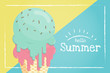 Melting ice cream in waffle cone summer banner.