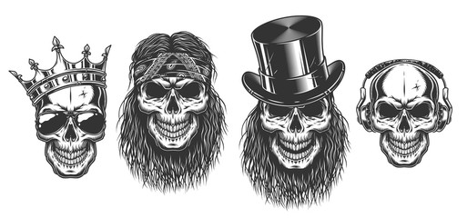 Poster - Rock and roll skull set