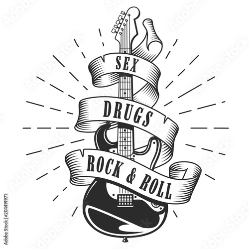 Retro print for rock guitar music festival