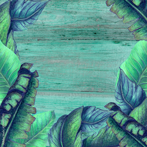 Fototapeta na wymiar Textured tropical banner