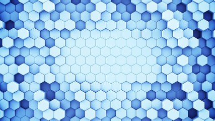 Sticker - Blue hexagonal cells. Modern 3D render smooth animation. Seamless loop abstract background 4k UHD (3840x2160)
