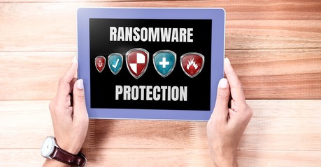 Poster - Ransomware protection shields on tablet